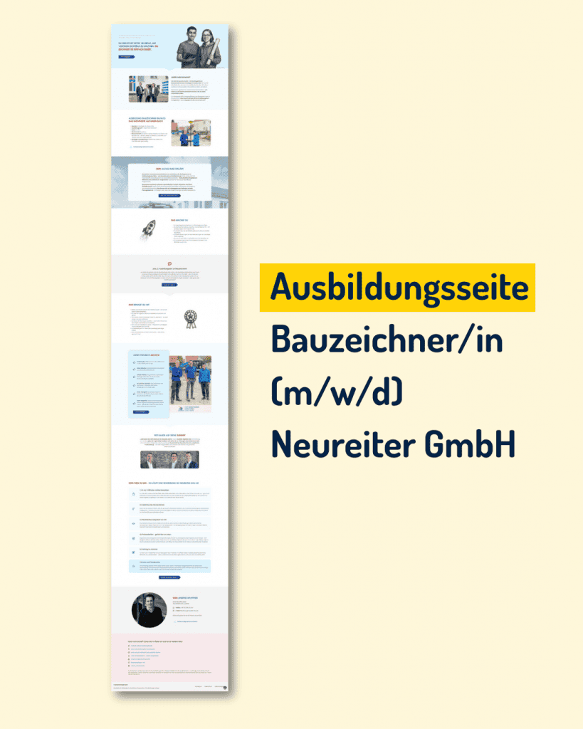Beispiel Ausbildungsseite Bauzeichner (m/w/d) auf der Website eines Bauunternehmens